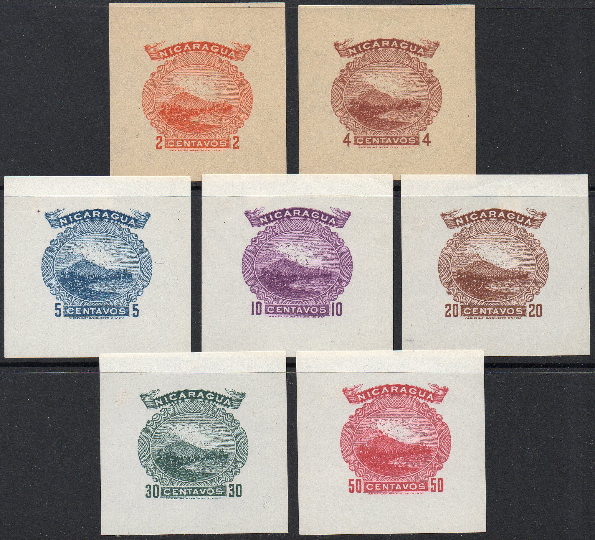 timbres-poste sellos postales stamps Nicaragua Momotombo Volcano & Train Postal Stationery